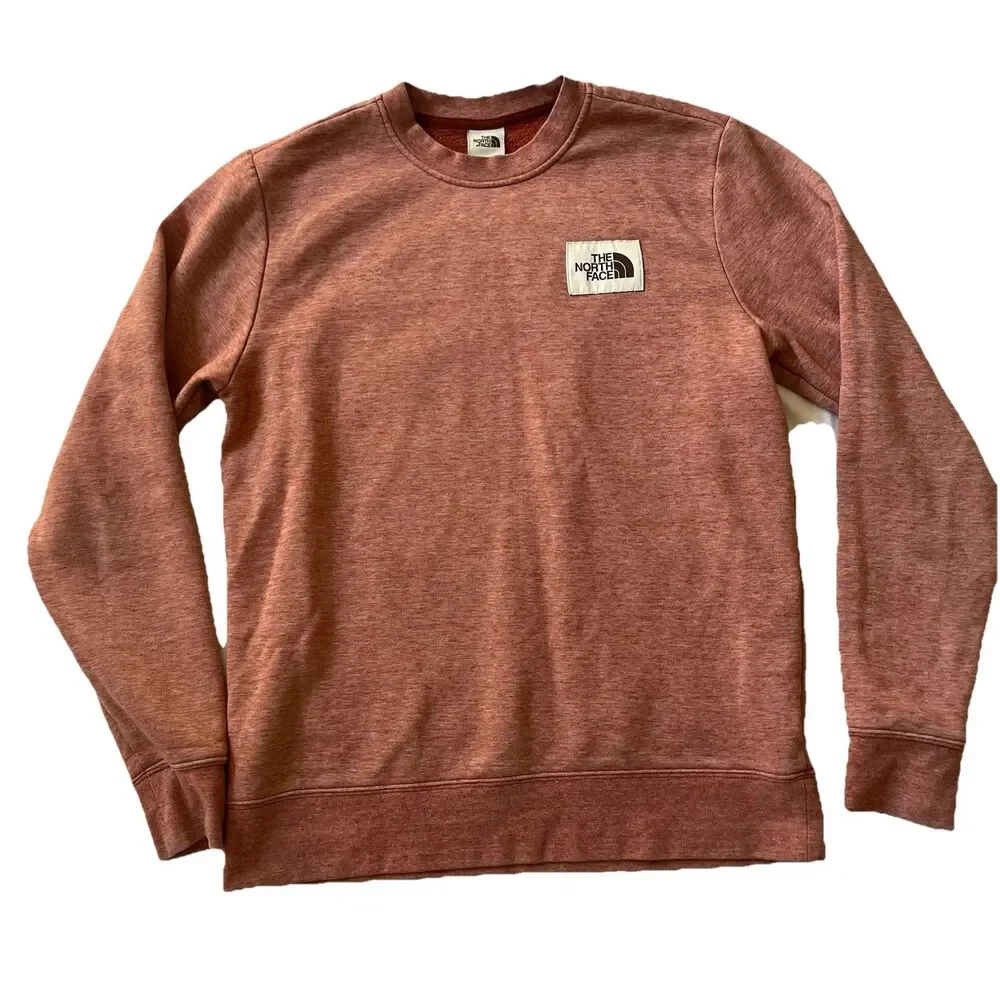 The North Face Heritage Patch Crew Men M Pullover Sweatshirt OrangeRust NF0A3X80